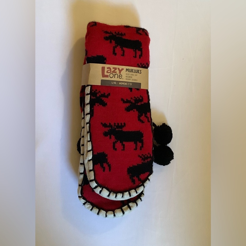 Mukluks, Lazy One Red and Black Moose Slippers